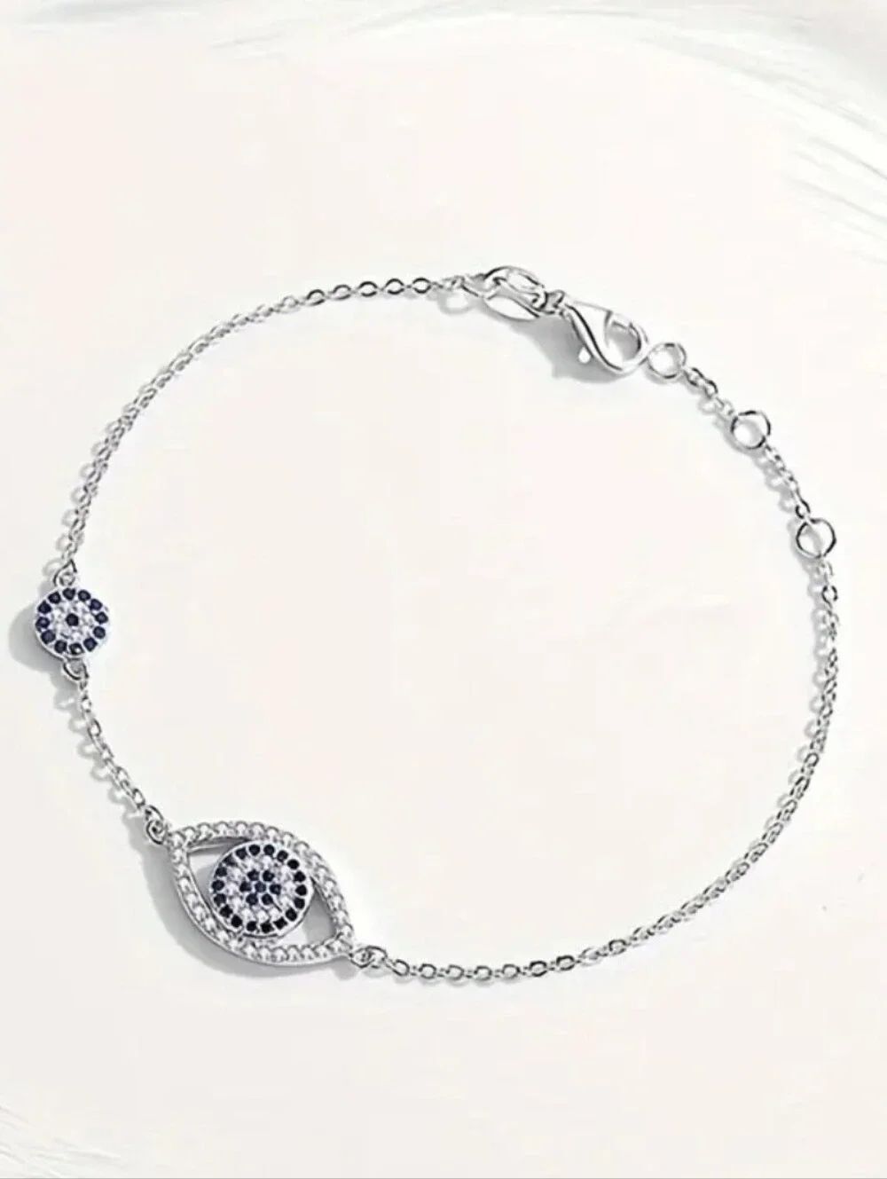 Evil Eye Silver Rhinestone Bracelet